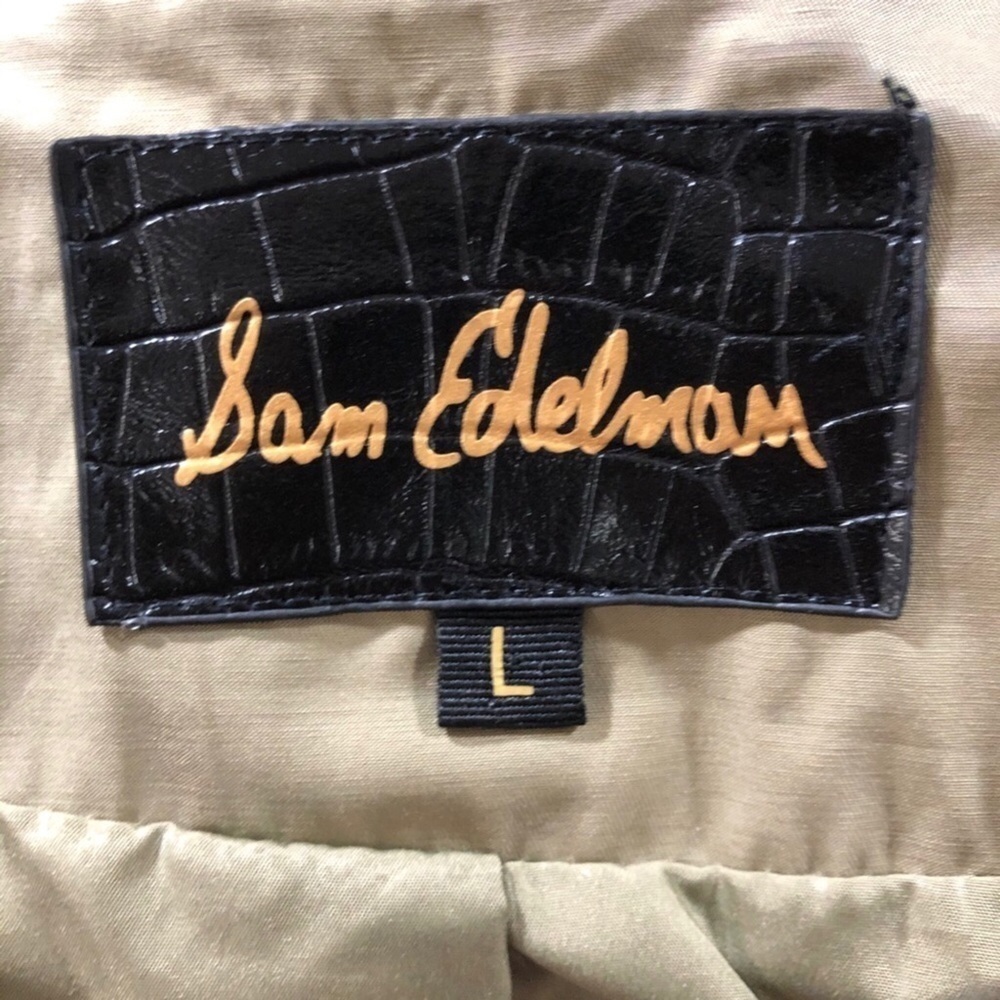 Sam Edelman Trench Coat Back Zipper Detail Sage Green Size Large - Picture 8 of 9